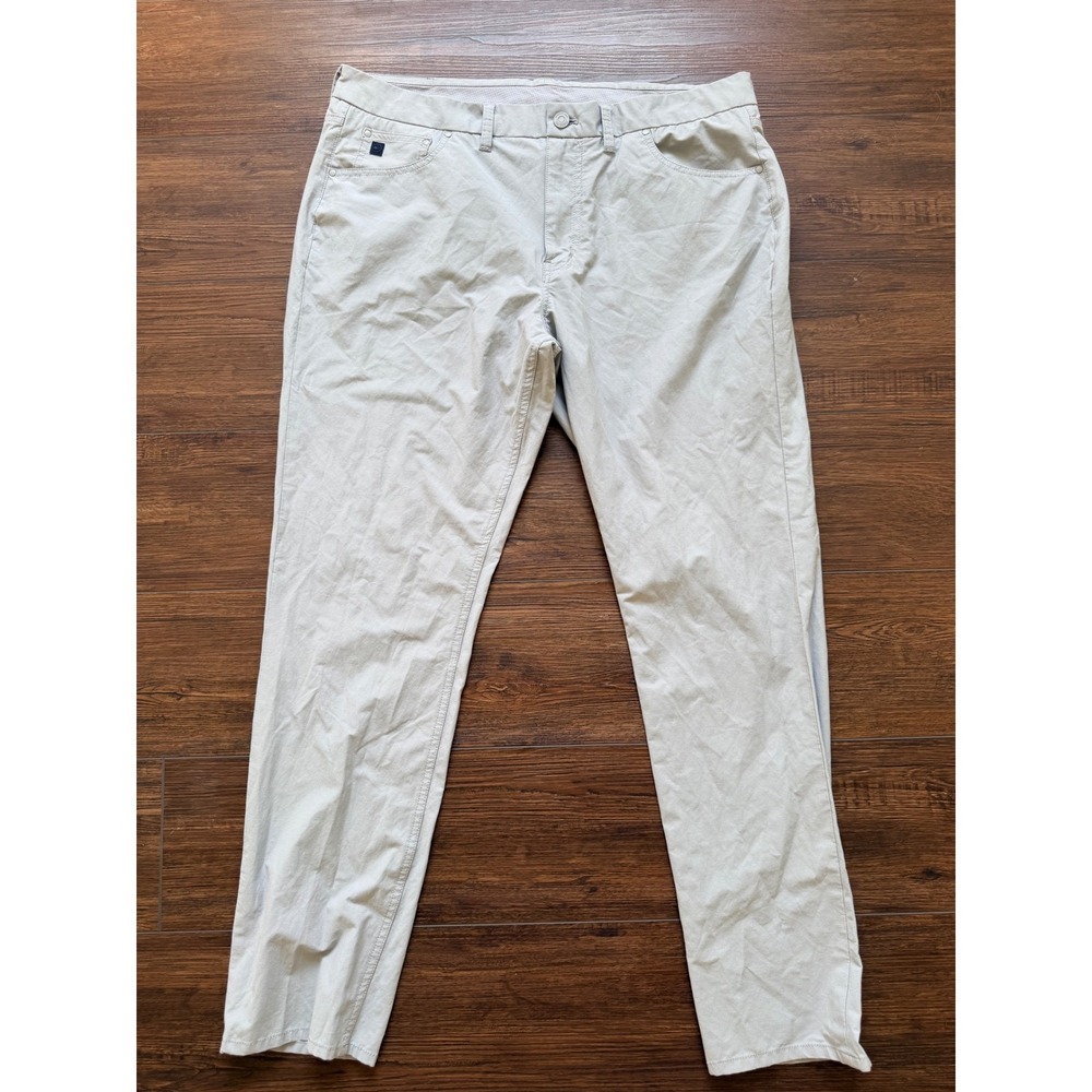 Vineyard Vines On-The-Go 5-Pocket Pants Mens 38x32 Khaki Tan Performance Stretch